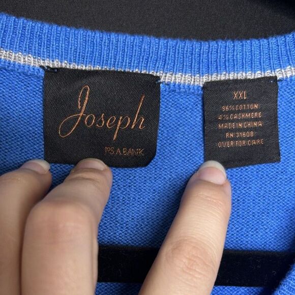 Jos A Bank Mens Blue Cashmere Blend V Neck Preppy Old Money Pullover Sweater 2XL - Picture 6 of 8